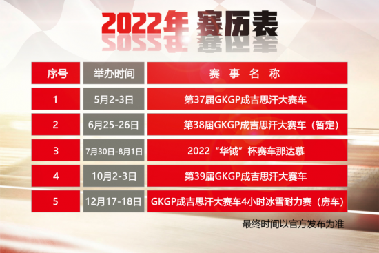 2022年賽歷